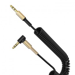 Кабел AUX SkyDolphin SR08 Spring Wire 3.5mm/1m black