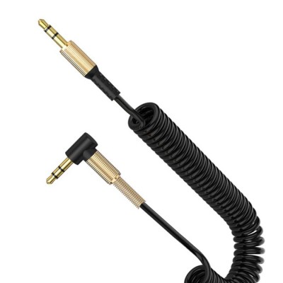 Кабел AUX SkyDolphin SR08 Spring Wire 3.5mm/1m black