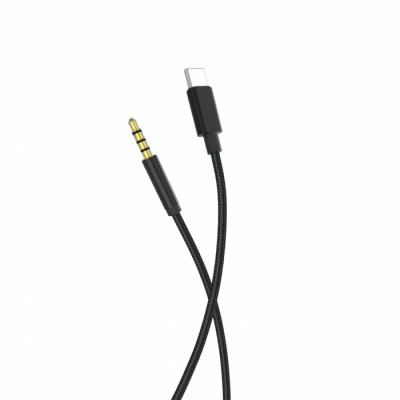 Кабел AUX SkyDolphin SR12 Braided Wire Type-C to 3.5mm/1m black
