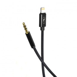 Кабел AUX SkyDolphin SR26 Braided Wire Lightning to 3.5mm/1m black