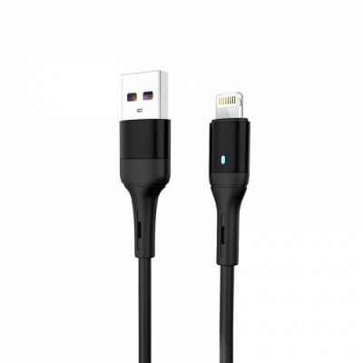 Кабел USB SkyDolphin S06L LED Smart Power Lightning 3A/1m black