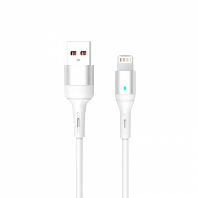 Кабел USB SkyDolphin S06L LED Smart Power Lightning 3A/1m white