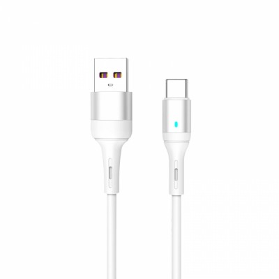 Кабел USB SkyDolphin S06T LED Smart Power Type-C 3A/1m white
