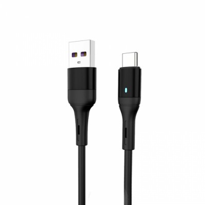 Кабел USB SkyDolphin S06T LED Smart Power Type-C 3A/1m black