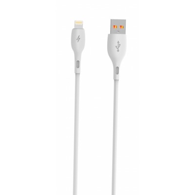 Кабел USB SkyDolphin S22L Soft Silicone Lightning 2.4A/1m white