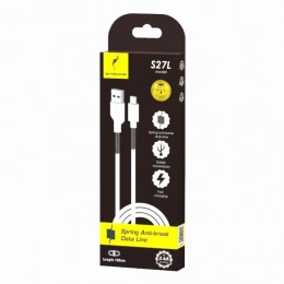Кабел USB SkyDolphin S27L Spring Anti-Brake Lightning 2.4A/1m white
