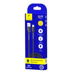Кабел USB SkyDolphin S27T Spring Anti-Brake Type-C 2.4A/1m black