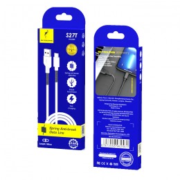 Кабел USB SkyDolphin S27T Spring Anti-Brake Type-C 2.4A/1m white
