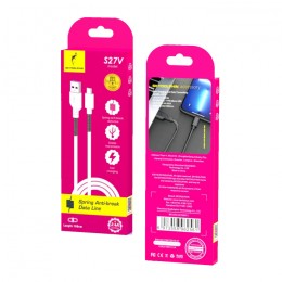Кабел USB SkyDolphin S27V Spring Anti-Brake Micro USB 2.4A/1m white