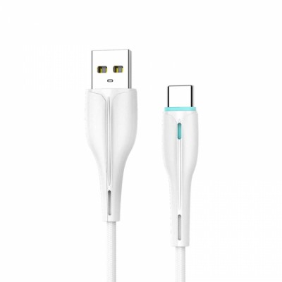 Кабел USB SkyDolphin S48T LED Type-C 3A/1m white