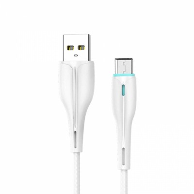 Кабел USB SkyDolphin S48V LED Micro USB 3A/1m white