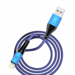 Кабел USB SkyDolphin S49L LED Aluminium Alloy Lightning 3A/1m dark blue