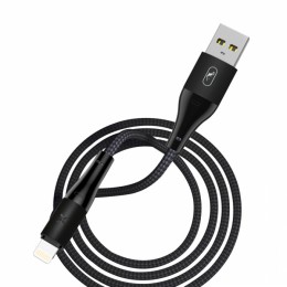 Кабел USB SkyDolphin S49L LED Aluminium Alloy Lightning 3A/1m black