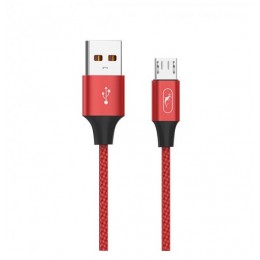 Кабел USB SkyDolphin S55L Neylon Lightning 2.4A/1m Red