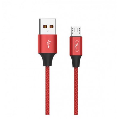 Кабел USB SkyDolphin S55L Neylon Lightning 2.4A/1m Red