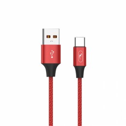 Кабел USB SkyDolphin S55T Neylon Type-C 2.4A/1m Red