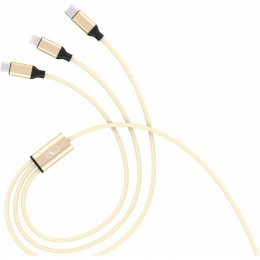 Кабел USB SkyDolphin S63E 3in1 Lightning/Type-C/Micro USB 2.4A/1.2m golden