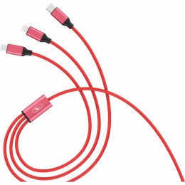 Кабел USB SkyDolphin S63E 3in1 Lightning/Type-C/Micro USB 2.4A/1.2m red