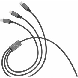 Кабел USB SkyDolphin S63E 3in1 Lightning/Type-C/Micro USB 2.4A/1.2m black
