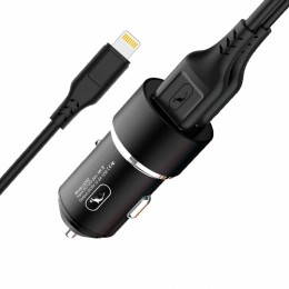 Зарядно устройство за кола SkyDolphin SZ02L Aluminium 2USB/2.4A c кабел Lightning black
