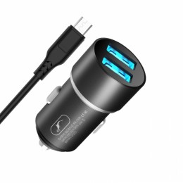 Зарядно устройство за кола SkyDolphin SZ02V Aluminium 2USB/2.4A c кабел Micro USB black