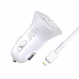 Зарядно устройство за кола SkyDolphin SZ08L 2USB/2.4A c кабел Lightning white