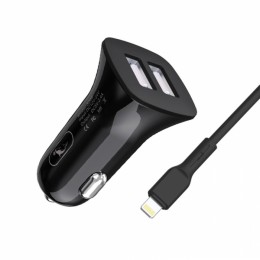 Зарядно устройство за кола SkyDolphin SZ08L 2USB/2.4A c кабел Lightning black