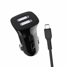 Зарядно устройство за кола SkyDolphin SZ08T 2USB/2.4A c кабел Type-C black