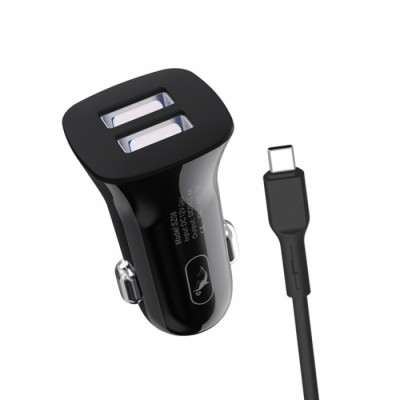 Зарядно устройство за кола SkyDolphin SZ08T 2USB/2.4A c кабел Type-C black