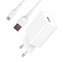 Мрежово зарядно устройство SkyDolphin SC36L 1USB/2.4A с кабел Lightning white