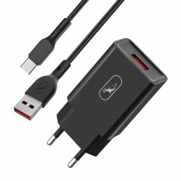 Мрежово зарядно устройство SkyDolphin SC36T 1USB/2.4A с кабел Type-C black