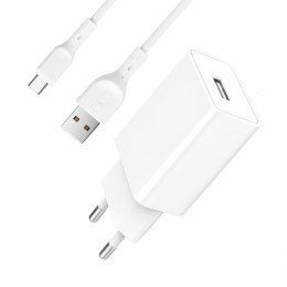 Мрежово зарядно устройство SkyDolphin SC36V 1USB/2.4A с кабел Micro USB white